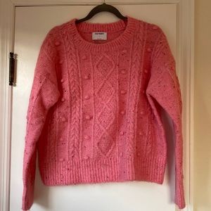 Pink Sweater With Dot & Diamond Pattern